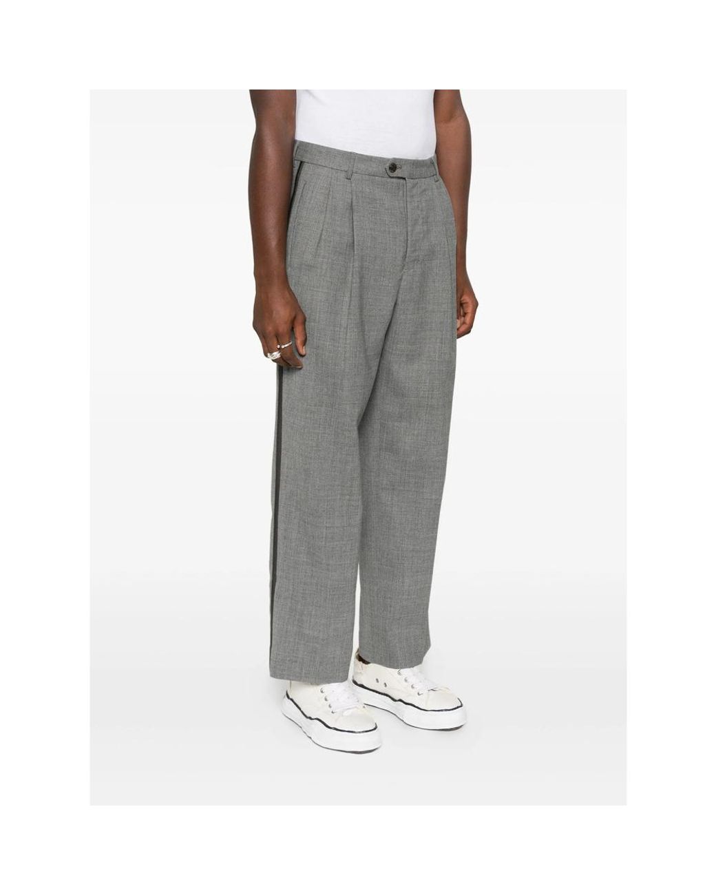 Chimala Gray Pleated Trousers for men