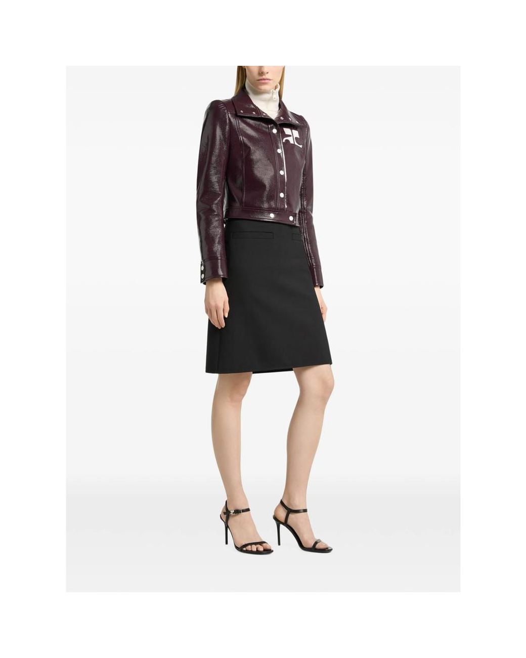 Courreges Brown Cropped Vinyl Jacket