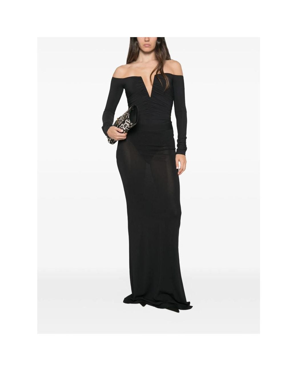 Amazuìn Black Alika Off-Shoulder Ruched Bodysuit