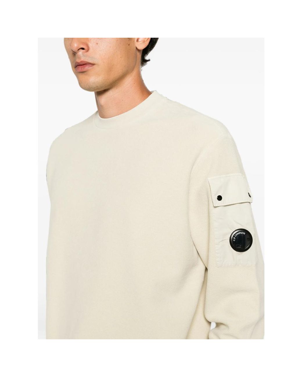 C P Company Natural C. P. Company Lens-Detail Sleeve-Pocket Sweatshirt for men