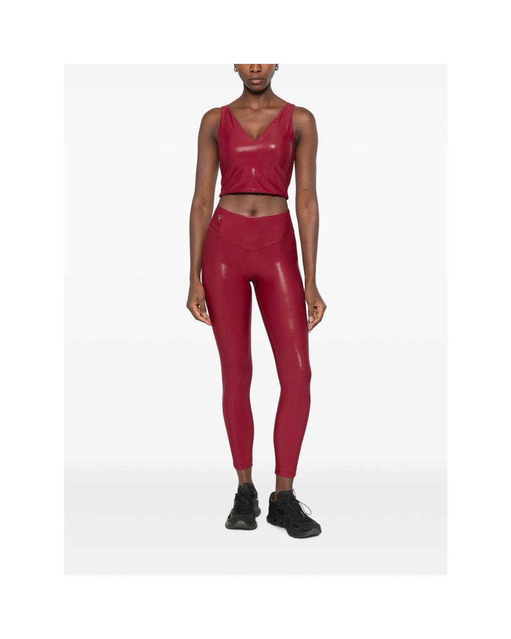 MACRON Red V-Neck Cropped Performance Top