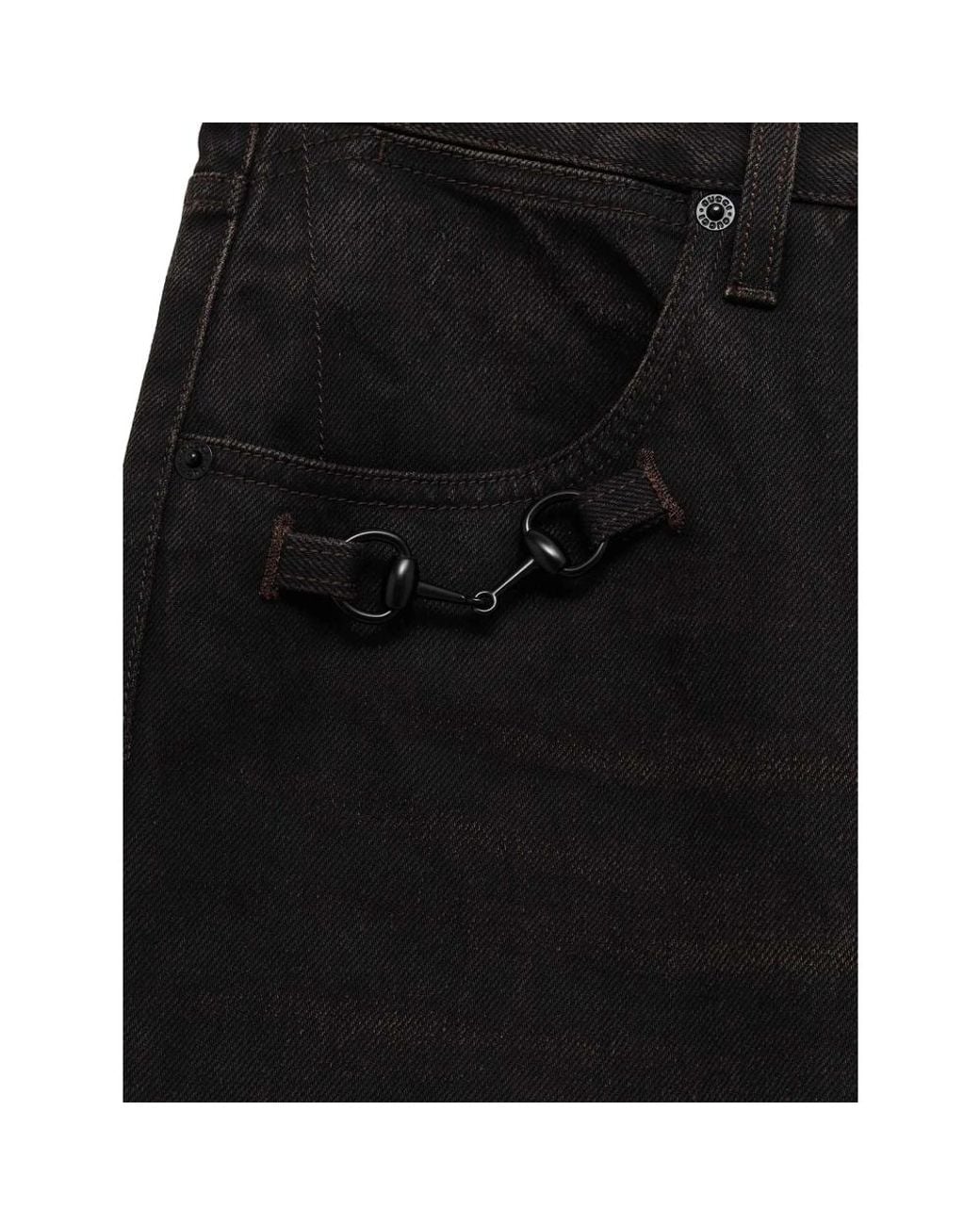 Gucci Black Horsebit Wide-Leg Jeans for men