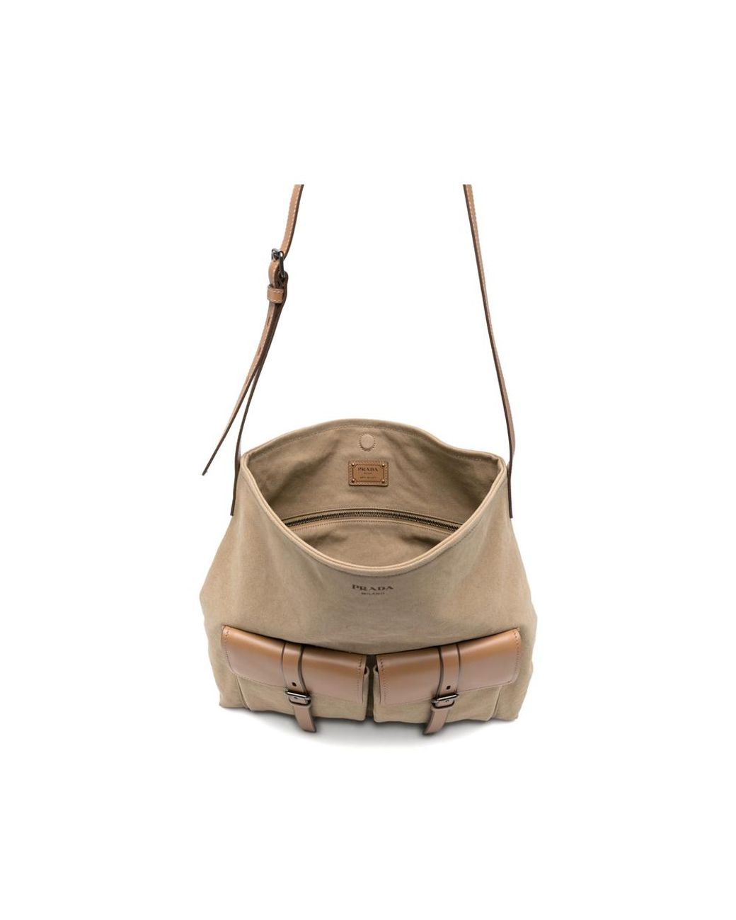 Prada Natural Neutrals Shoulder Bags for men