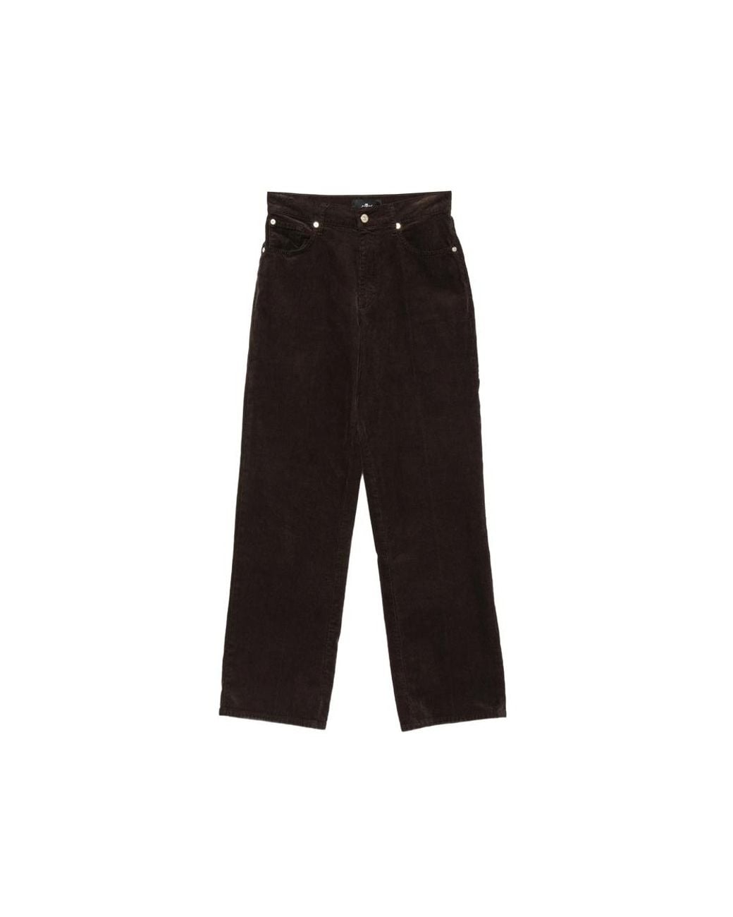 7 For All Mankind Black Stovepipe Belt-Loop Corduroy Trousers