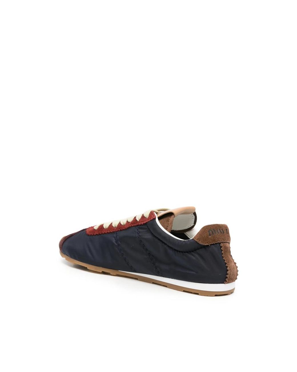 Miu Miu Blue Plume Suede-Trim Panelled Sneakers