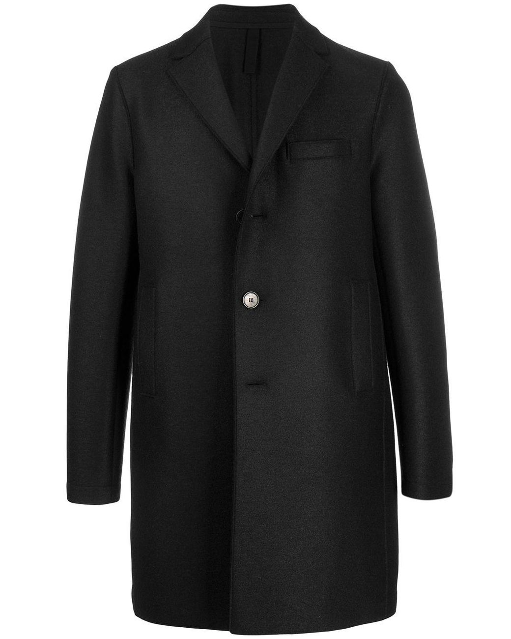 Harris Wharf London Wool Midi Single Breasted Coat in Black for Men - Lyst