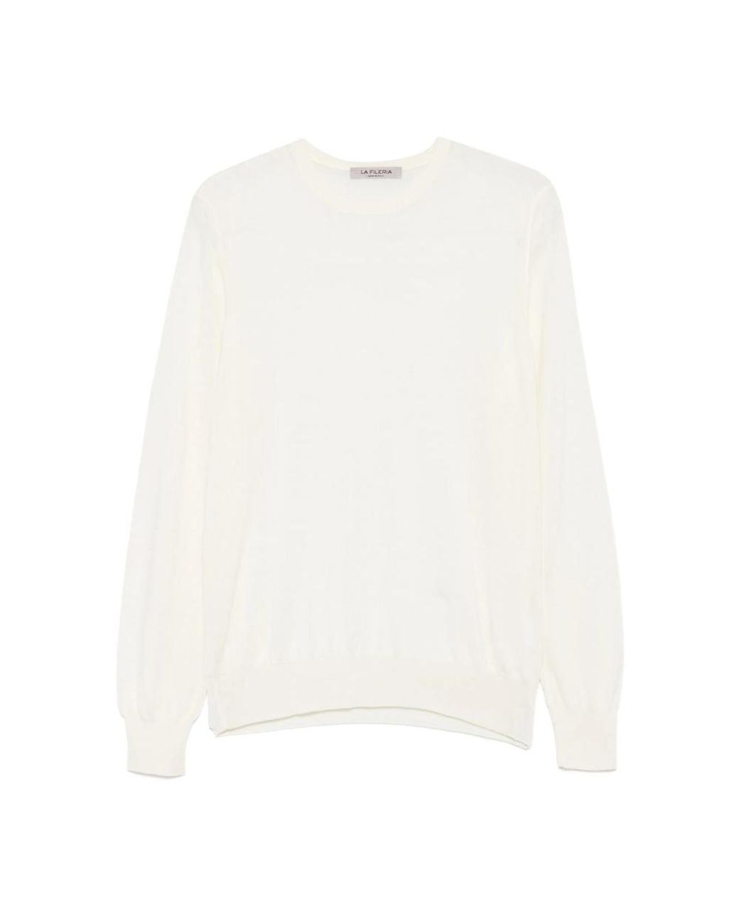 La Fileria White Crew-Neck Wool Sweater for men