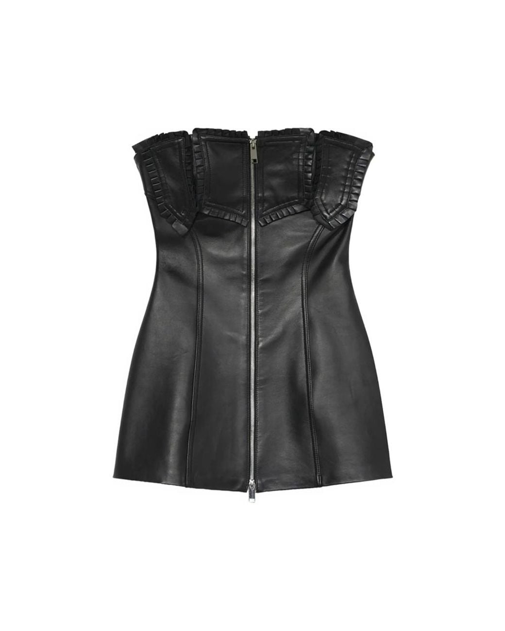 Blumarine Black Ruffled Bustier Mini Dress