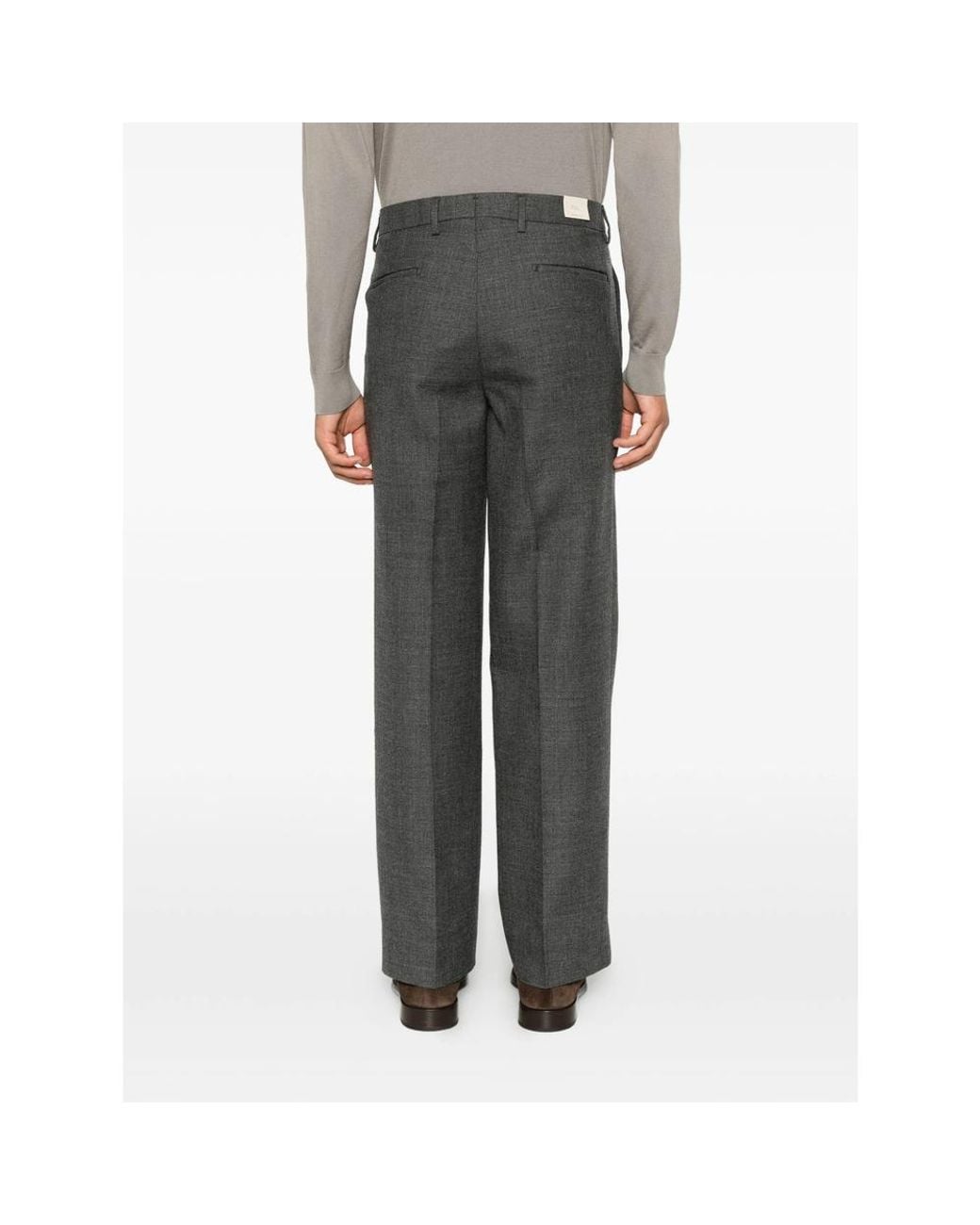 Briglia 1949 Gray Pleated-Detail Wide-Leg Trousers for men