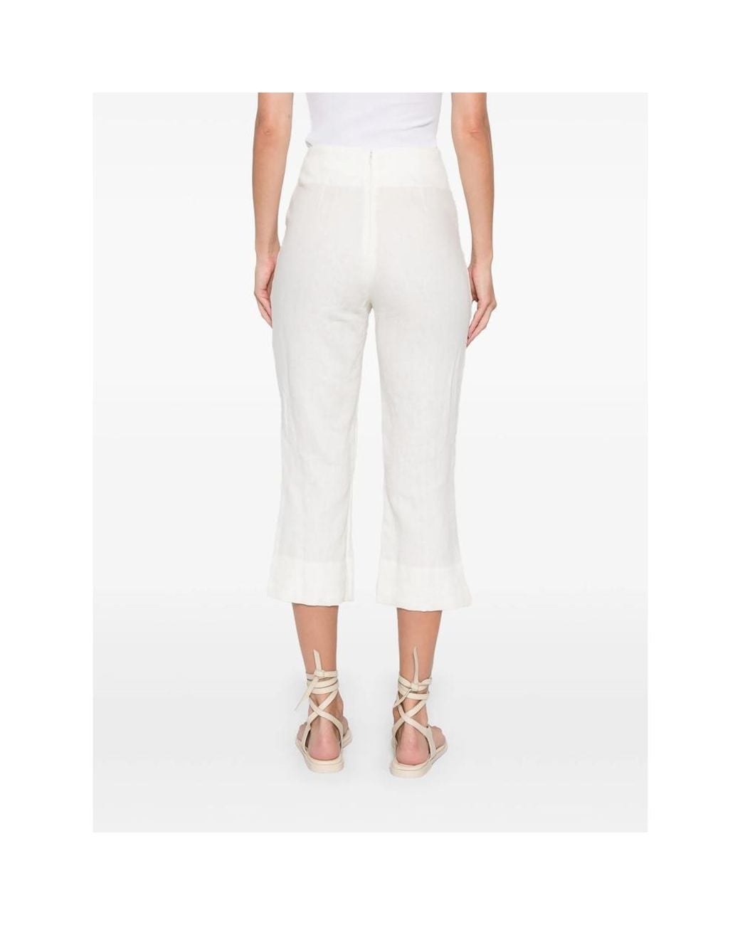 Faithfull The Brand White Cropped High-Rise Trousers