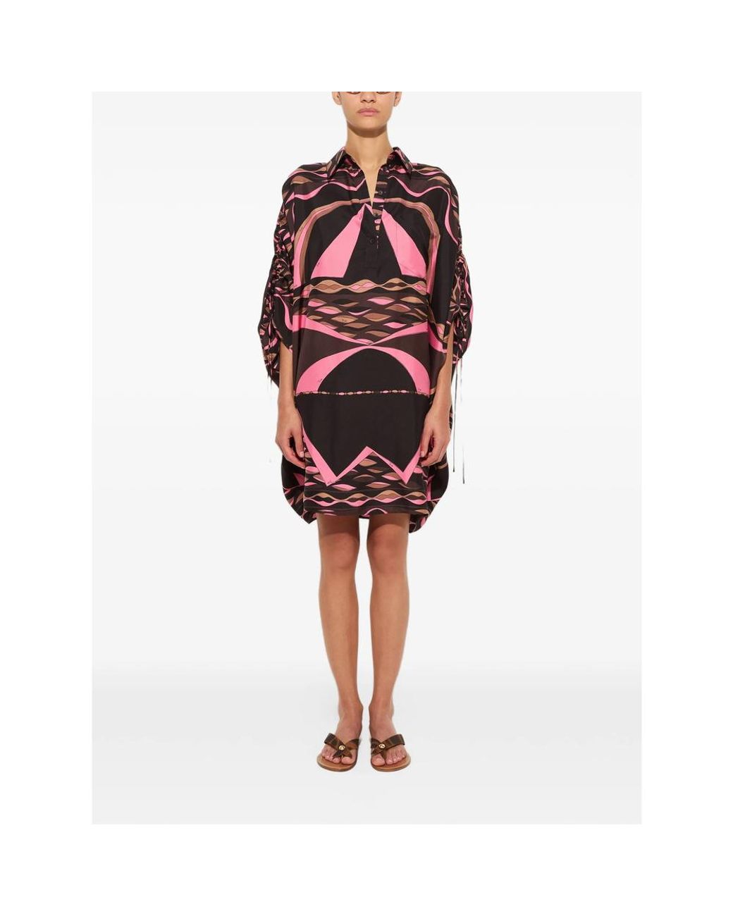 Emilio Pucci Red Dune-Print Silk Kaftan