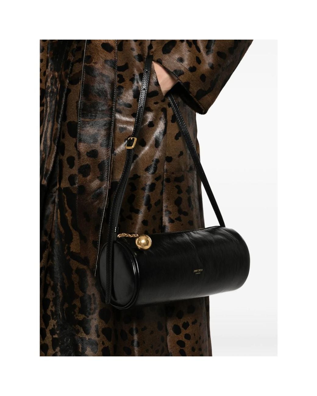 Jimmy Choo Black Tube Mini Leather Clutch Bag