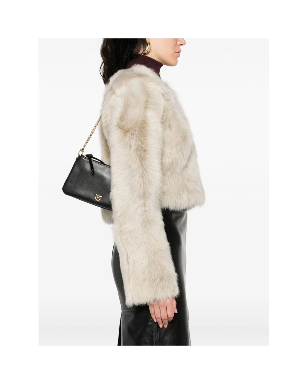Pinko Black Small Double Leather Shoulder Bag