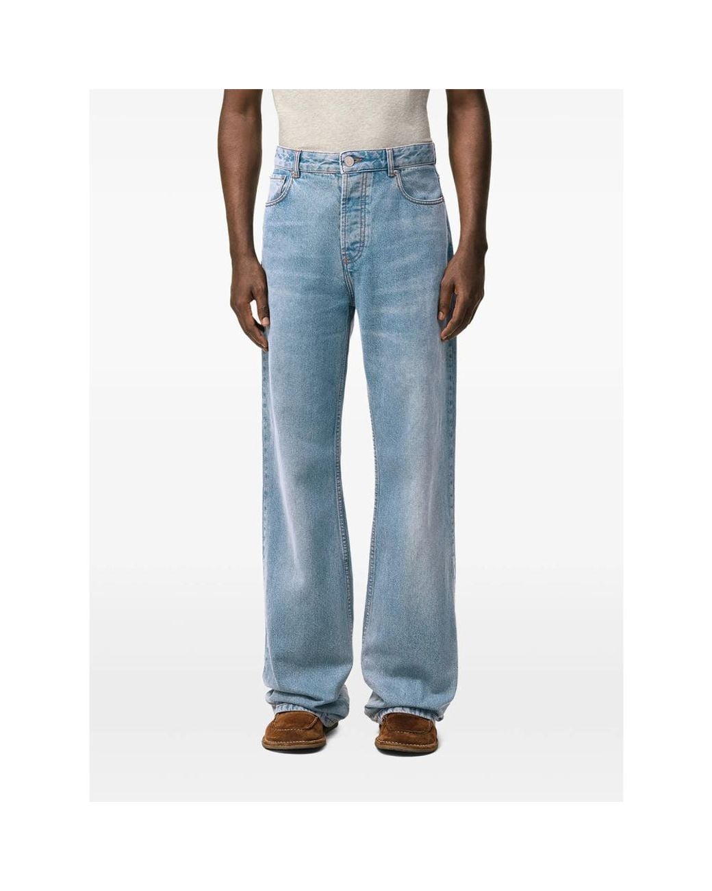 AMI Blue Straight Jeans for men
