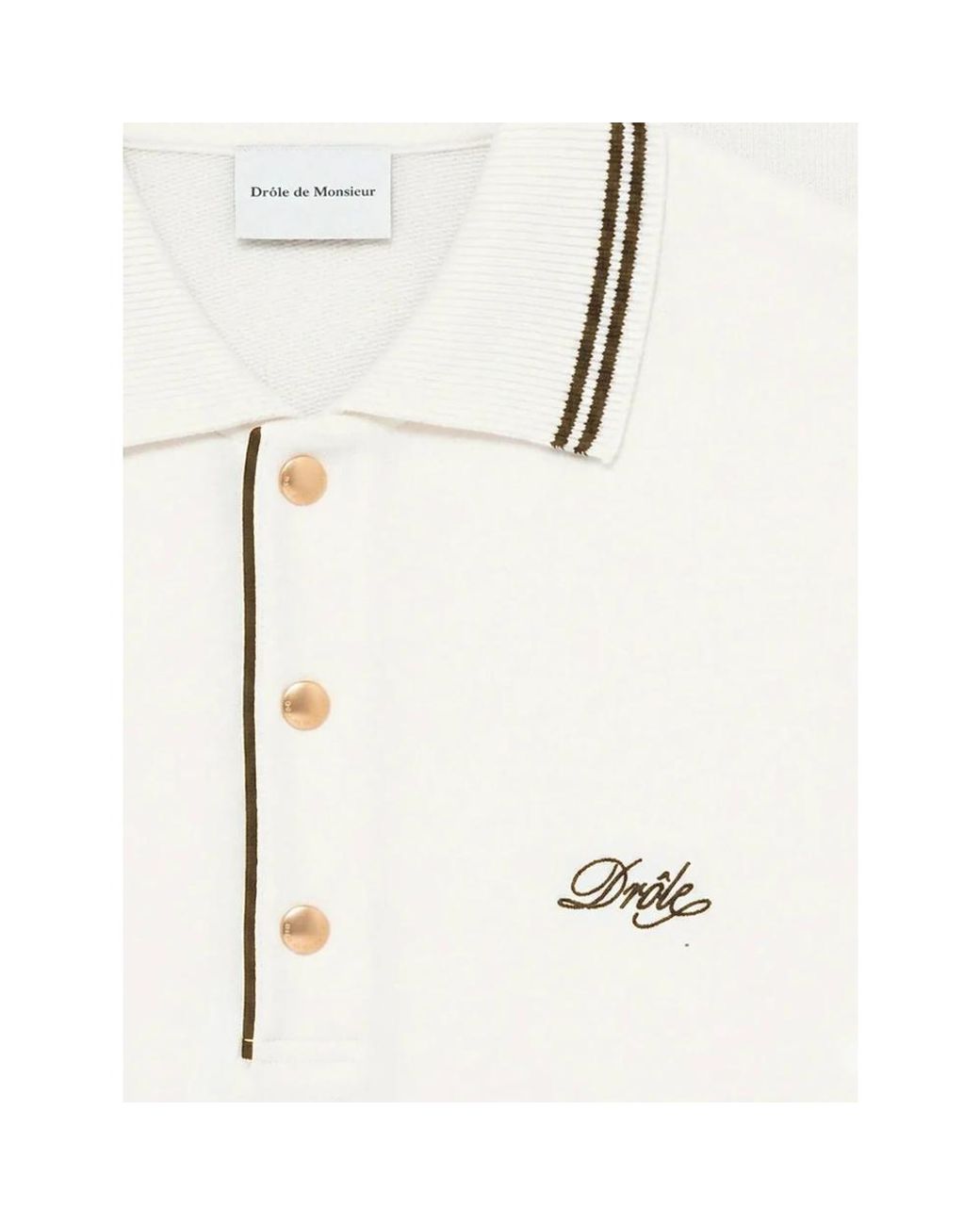 Drole de Monsieur White Drôle Logo-Embroidered Polo Shirt for men