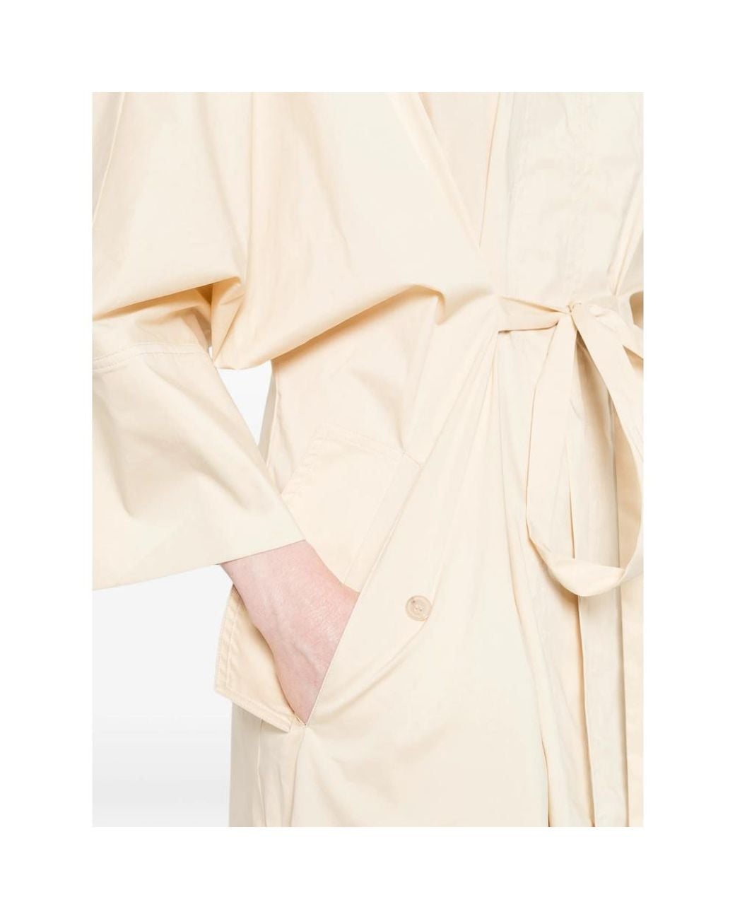 Panicale Natural V-Neck Belt Midi Dress