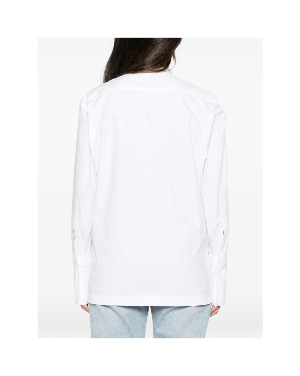Thelatest White Edith High-Neck Long-Sleeve Shirt