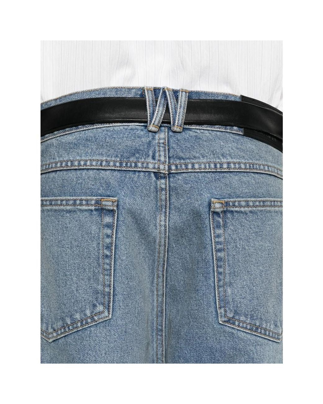 Willy Chavarria Blue Faded Wide-Leg Jeans for men