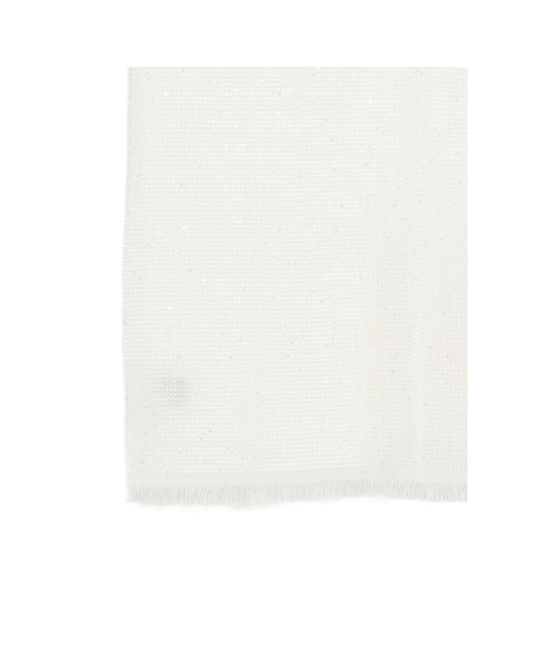 D'Aniello White Anais Sequin-Embellished Frayed Scarf