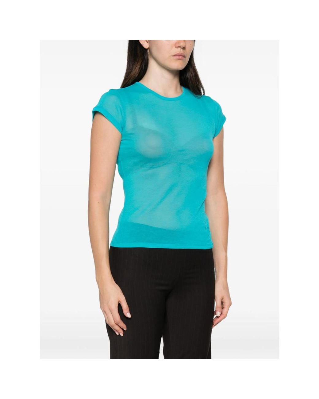 Paloma Wool Blue Oma Semi-Sheer Short-Sleeve T-Shirt