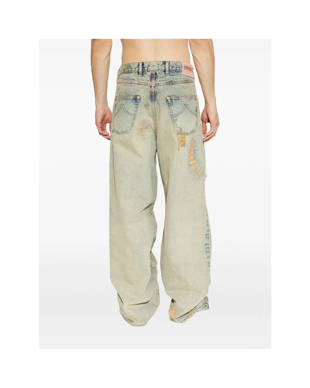 KENZO Natural Distressed Bleached-Effect Jeans for men