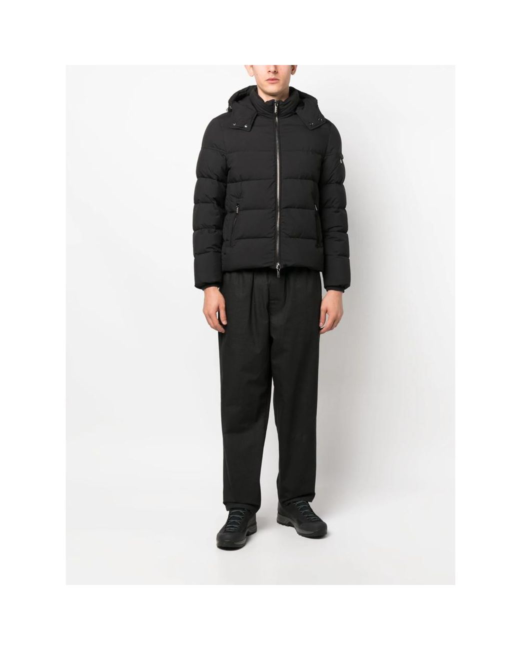 Moorer Black Long Sleeve Padded Jacket for men