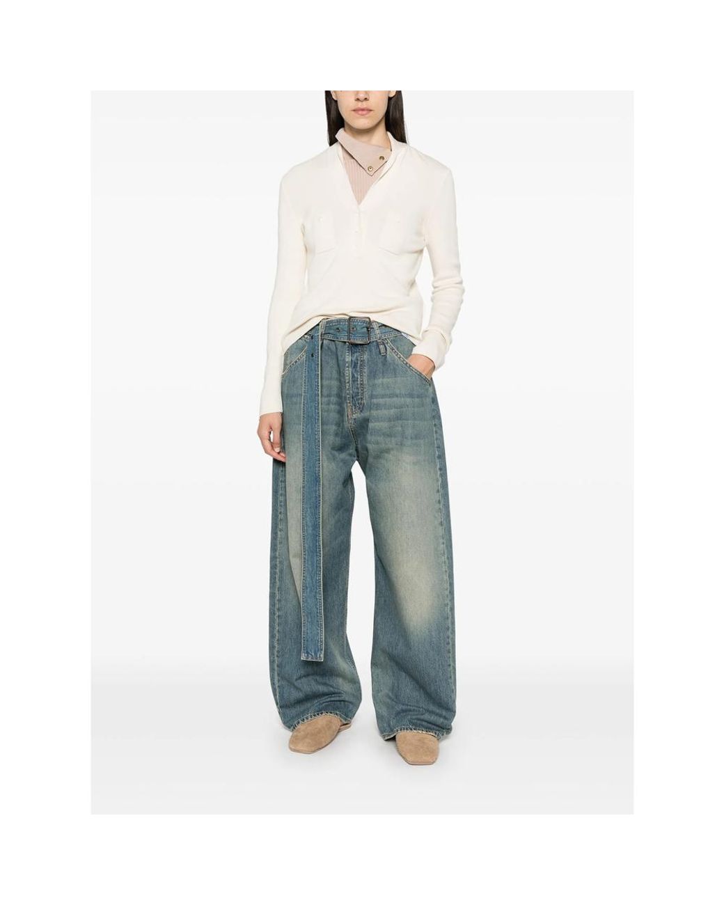 DARKPARK Blue Belted Wide-Leg Jeans