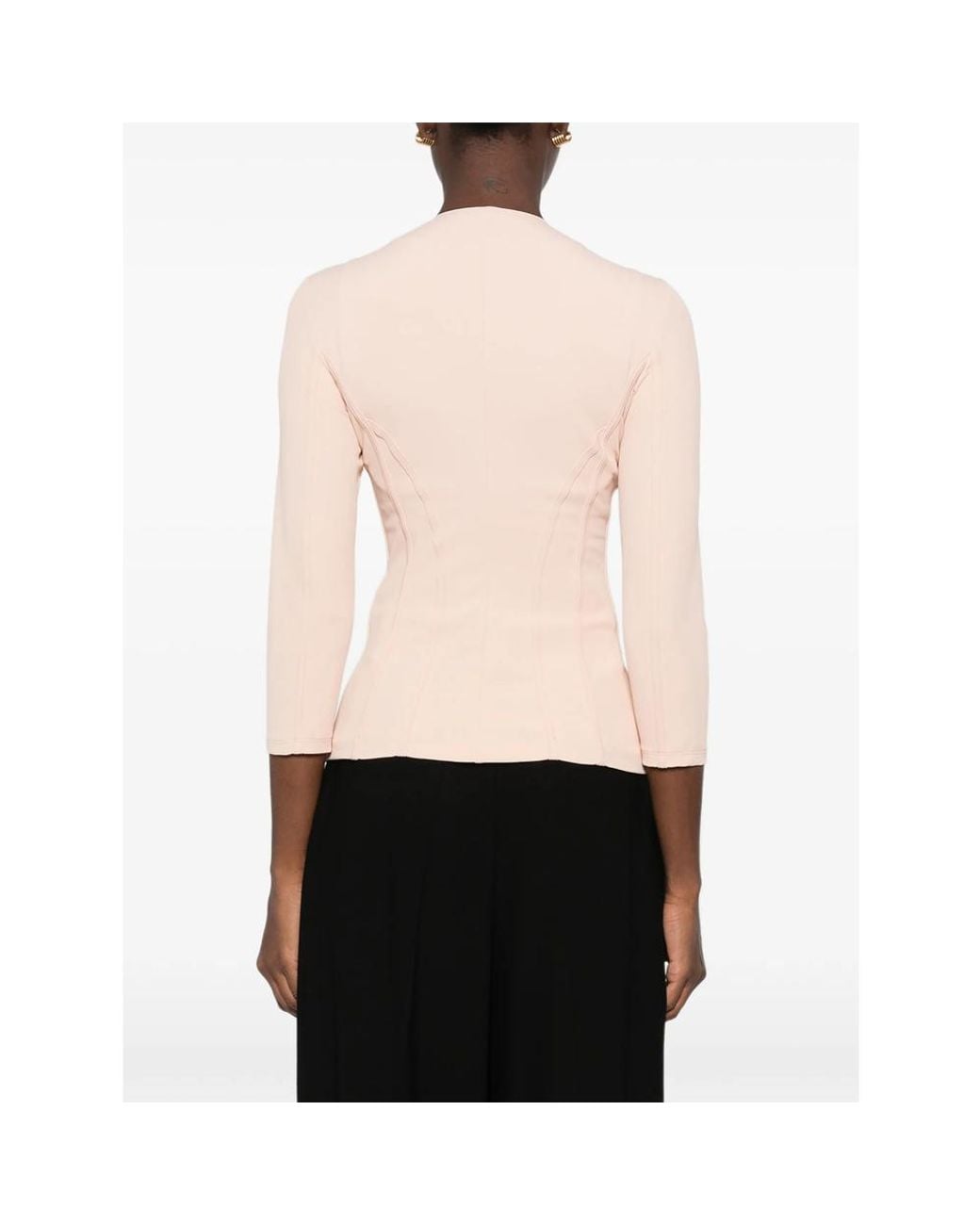 Elisabetta Franchi Natural Corset-Style Zip-Up Jacket