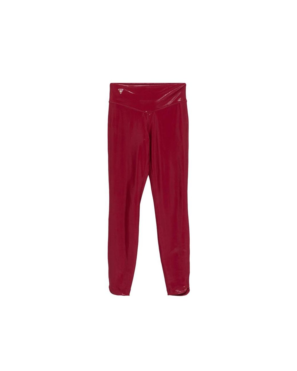 MACRON Red Metallic-Effect Logo-Patch Performance Leggings