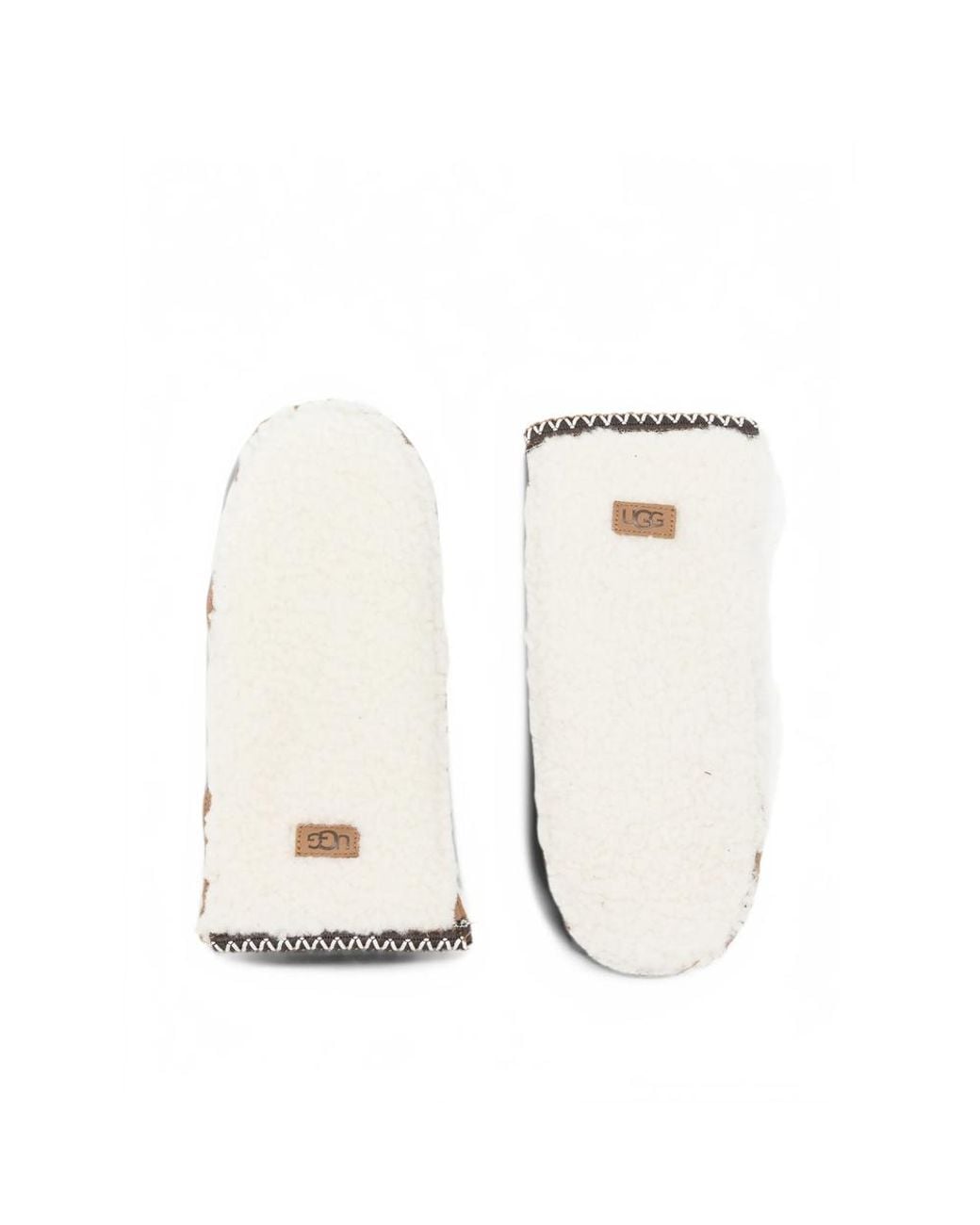 Ugg White Braid Suede Mittens