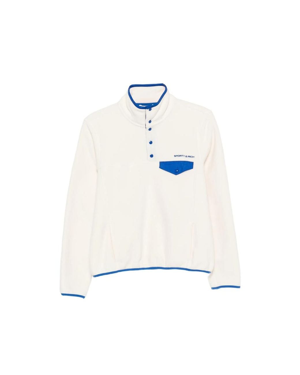 Sporty & Rich White Contrast-Trim Fleece Sweatshirt