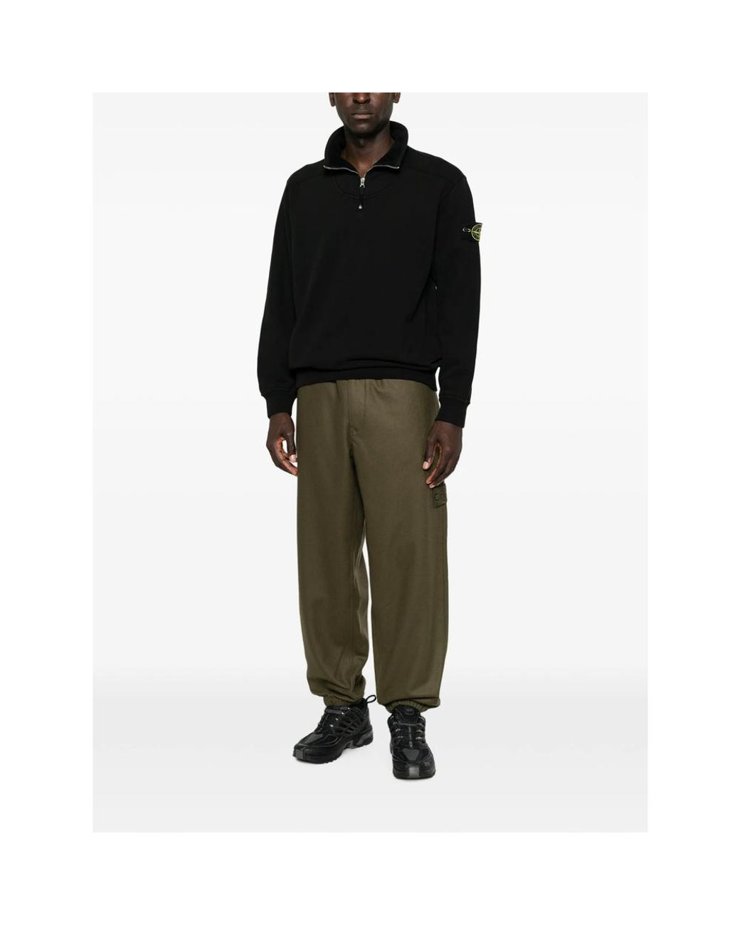 Stone Island Green Logo-Patch Track Pants for men