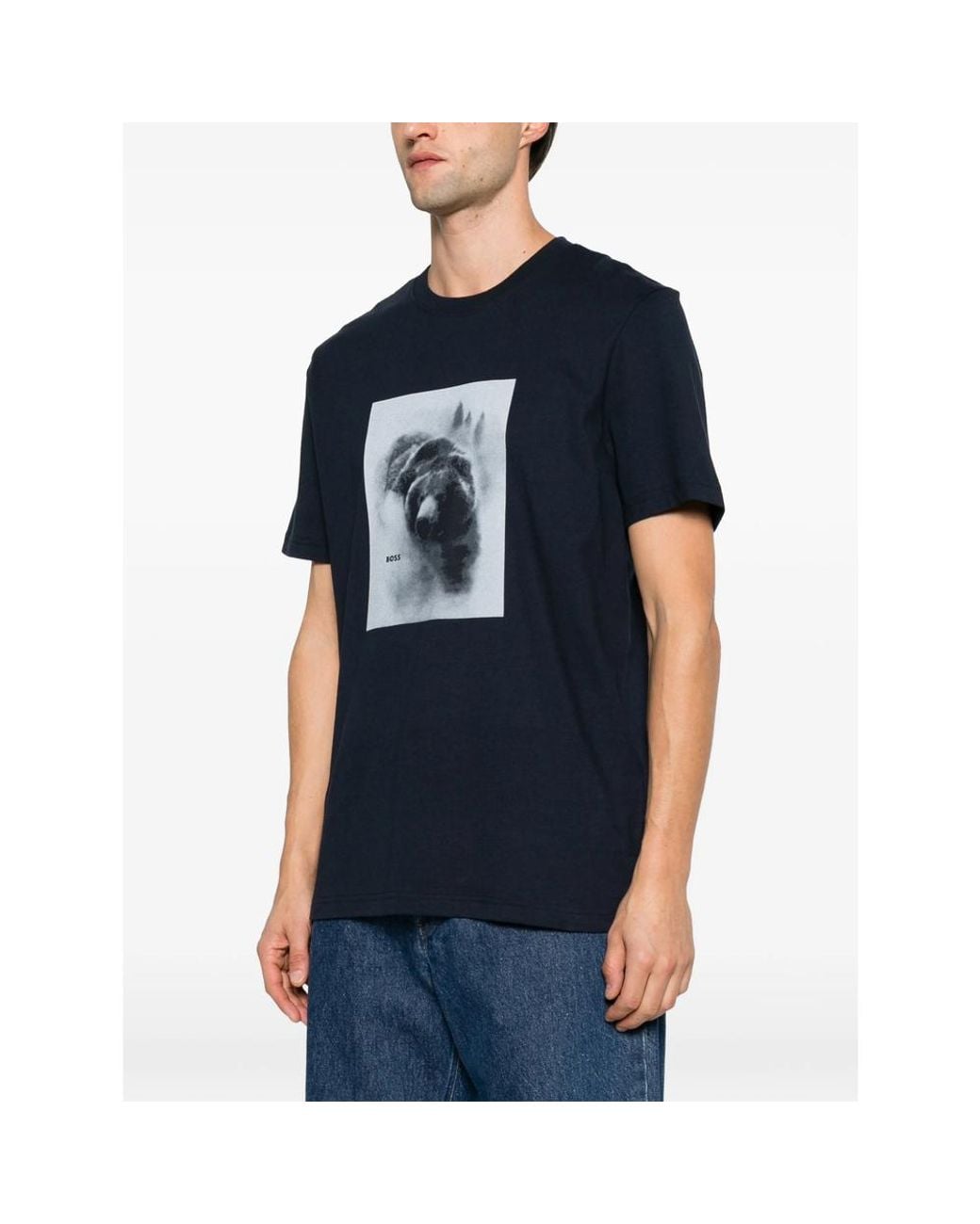 Boss Blue Bear-Print T-Shirt for men