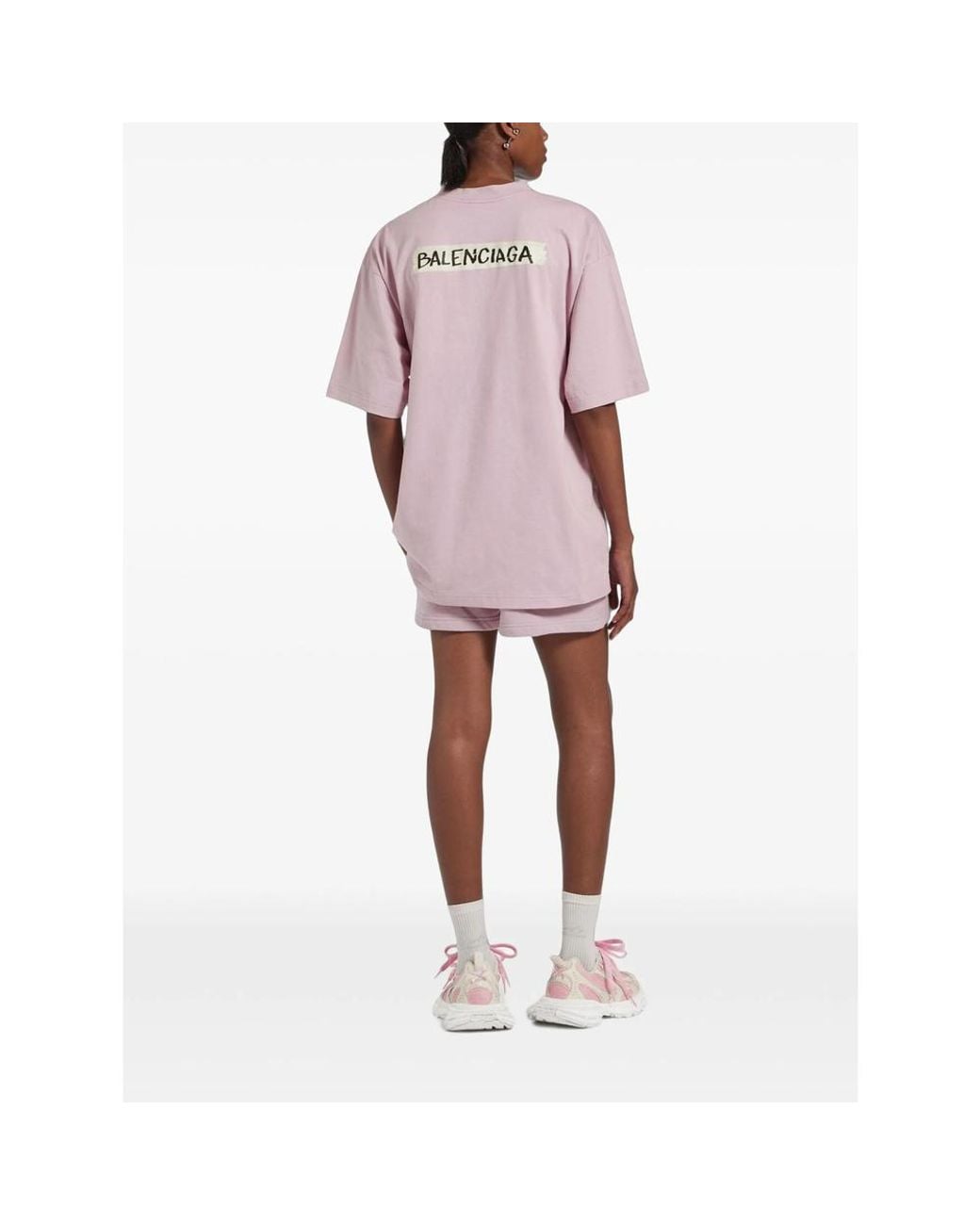 Balenciaga Purple Logo Crew Neck T-Shirt