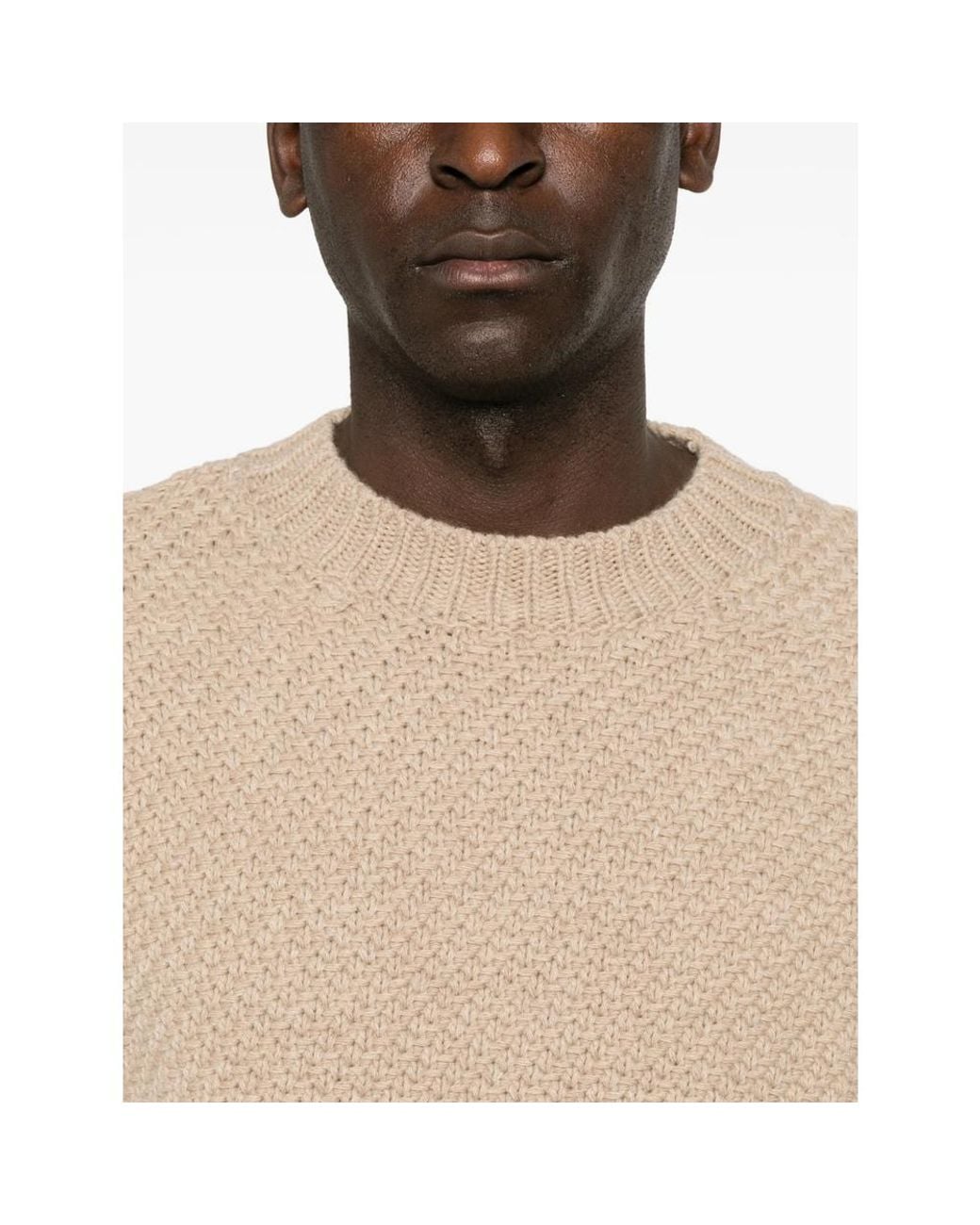 Stone Island Natural Compass-Patch Waffle-Knit Sweater for men