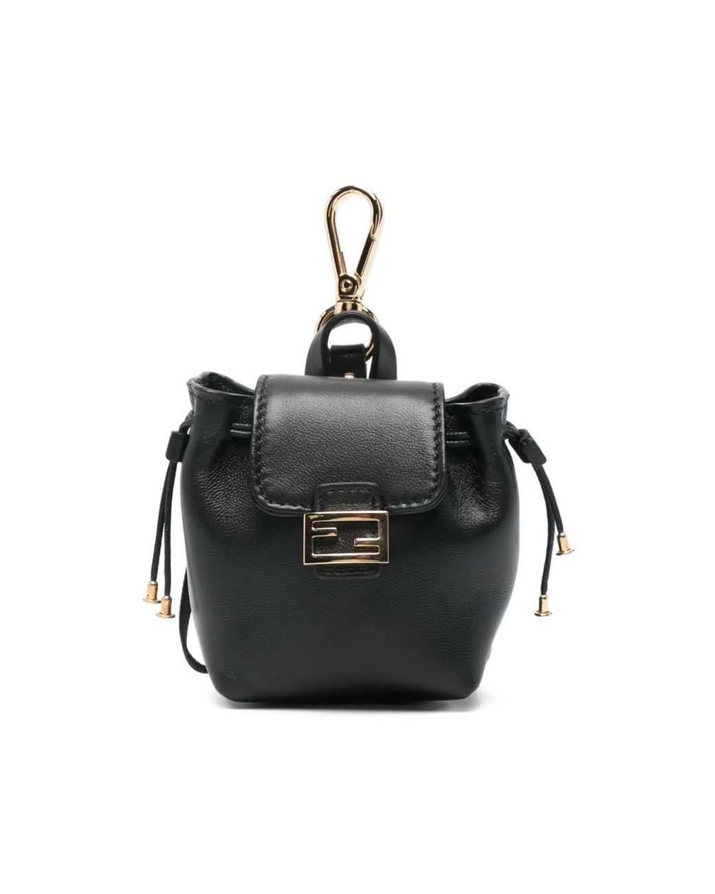 Fendi Black Logo-Plaque Bag Charm