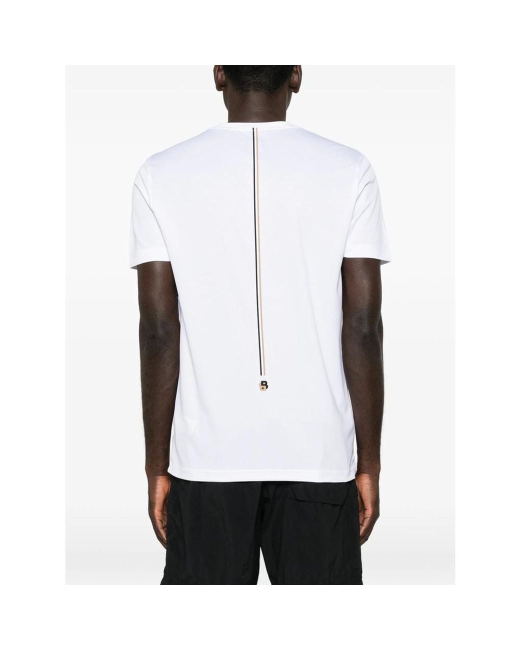 Boss White Logo-Print Crew-Neck T-Shirt for men