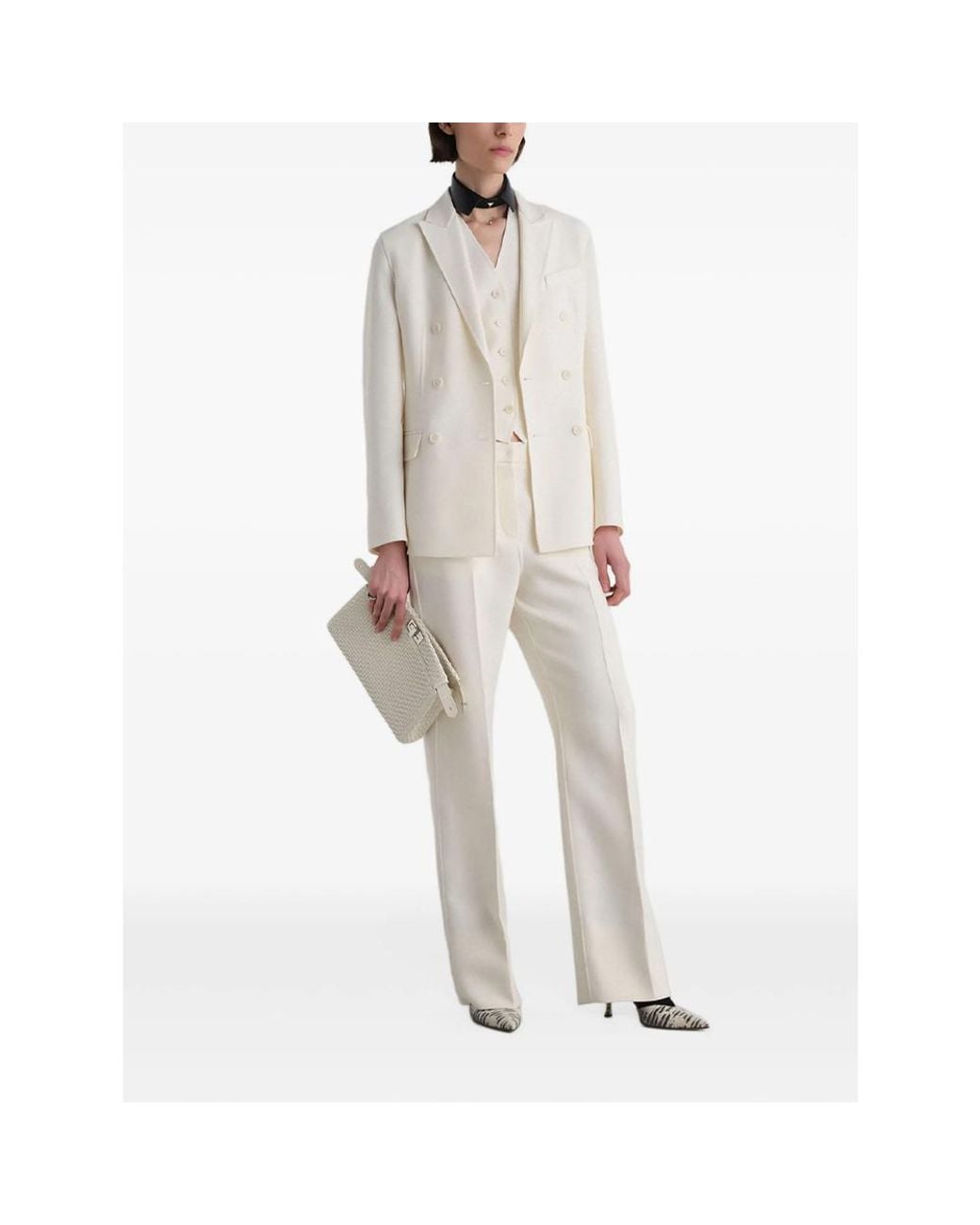 Fendi White Ivory Wool Gilet