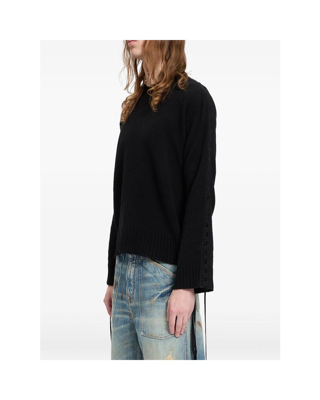 Ann Demeulemeester Black Crew-Neck Sweater for men