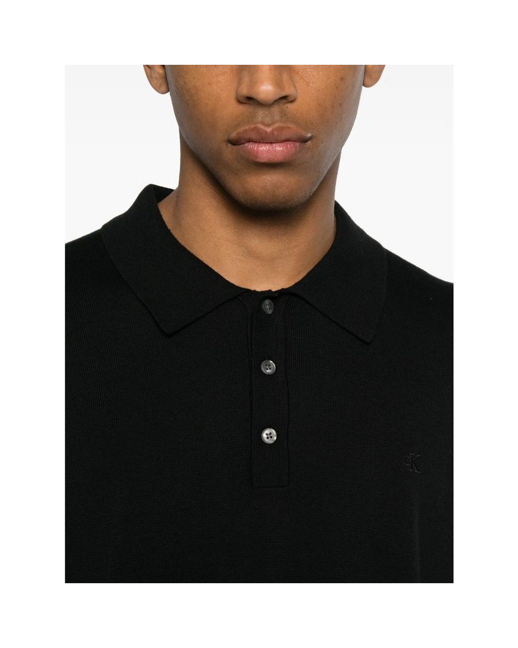 Calvin Klein Black Short-Sleeve Polo Sweater for men