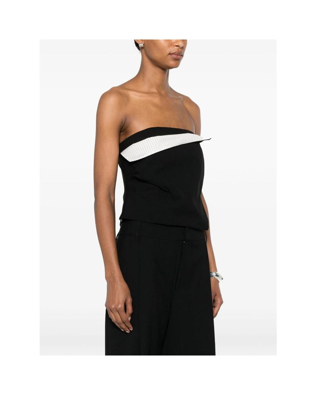 Sir Black Rivoli Pinstripe-Panel Bandeau Top