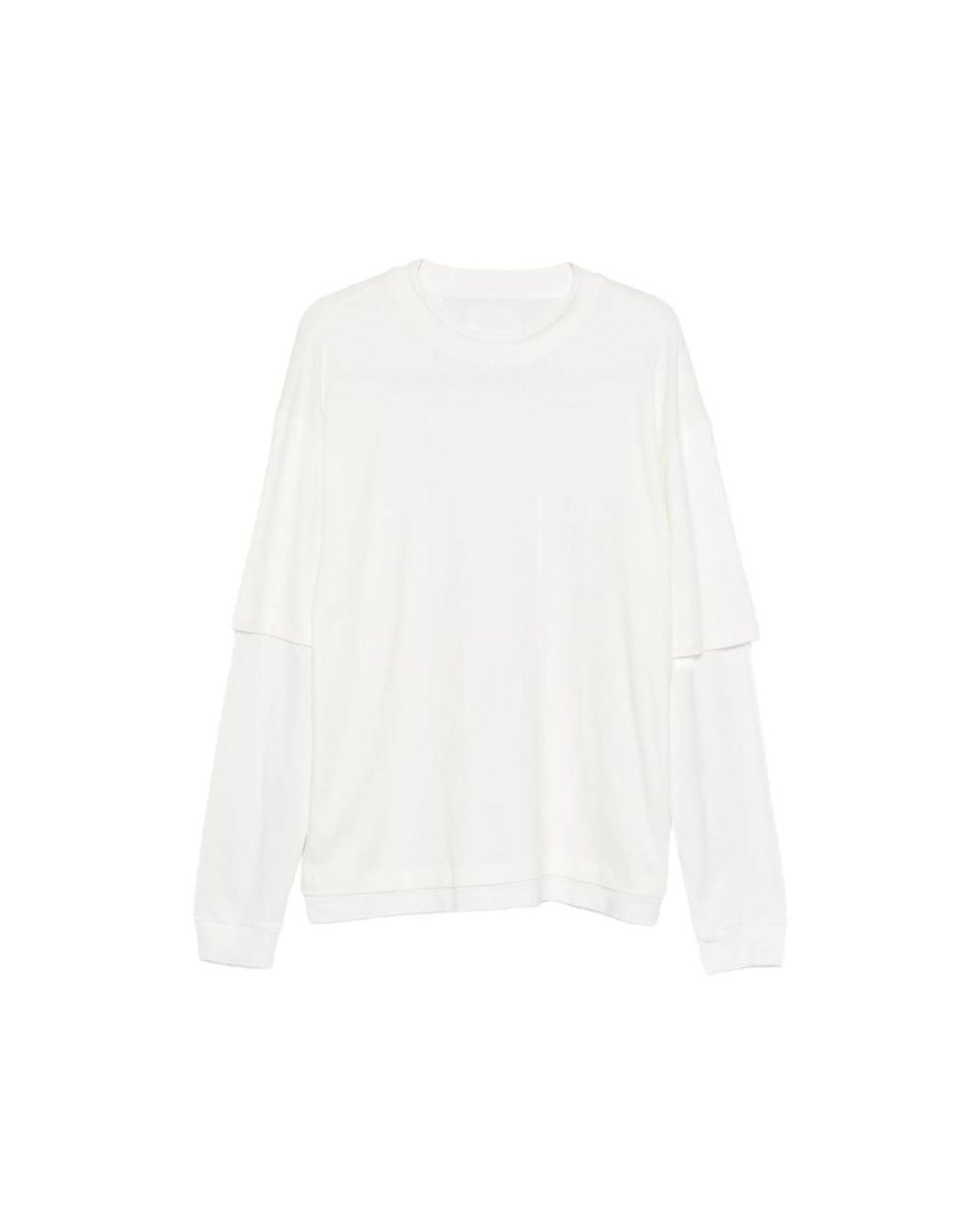 Woc White Layered-Sleeve Crew-Neck T-Shirt for men
