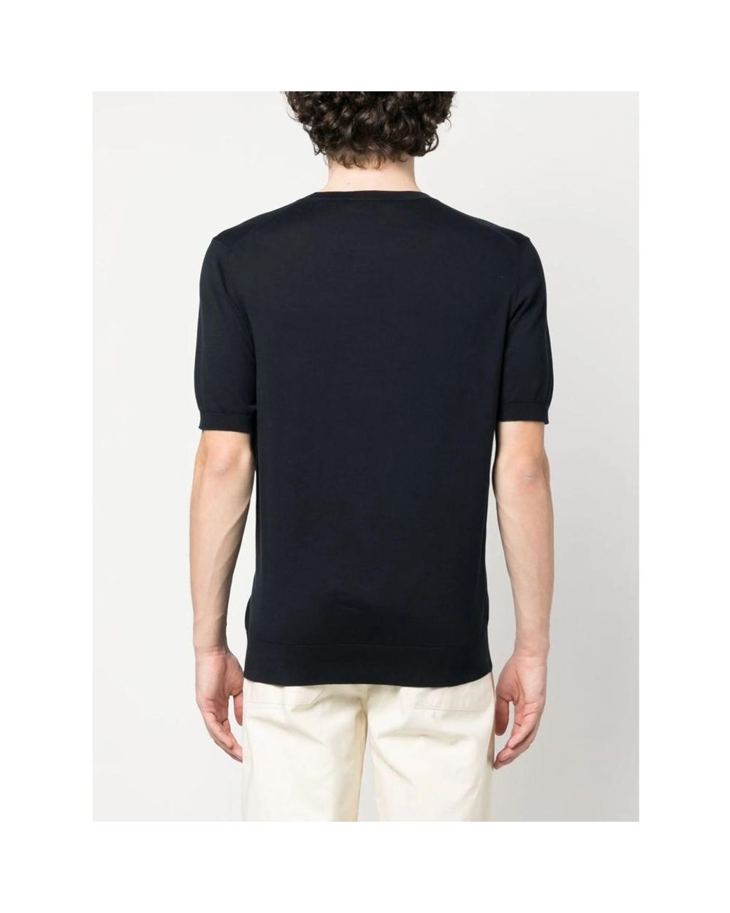 La Fileria Black Short-Sleeved Cotton Jumper for men