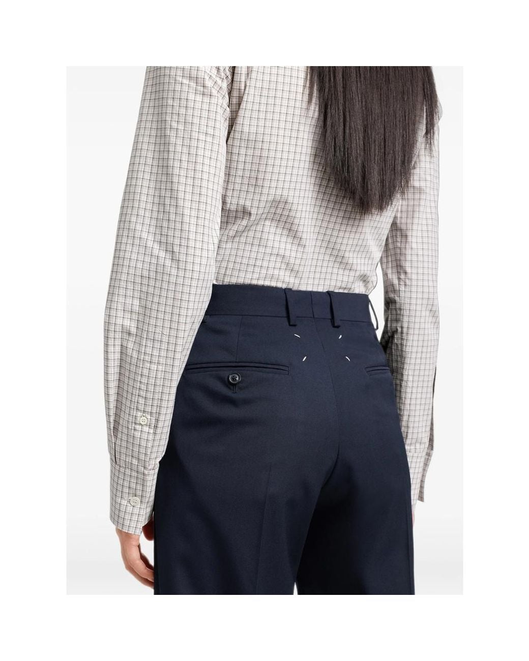 Maison Margiela Blue Pleated Wool Tailored Trousers