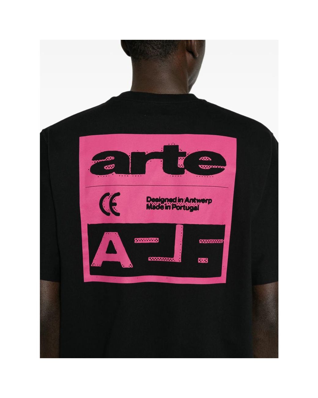 Arte' Black Graphic-Print Cotton T-Shirt for men