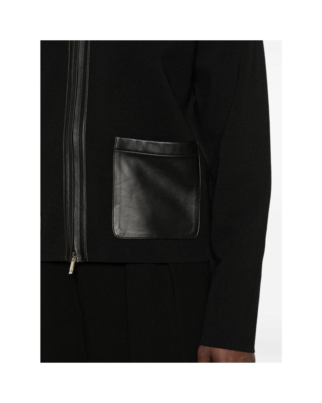 Max Mara Black Colimbo Leather-Trimmed Hoodie