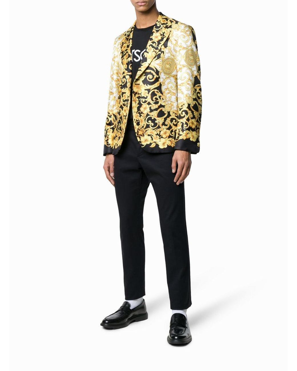 Versace Baroque Print Blazer in White 