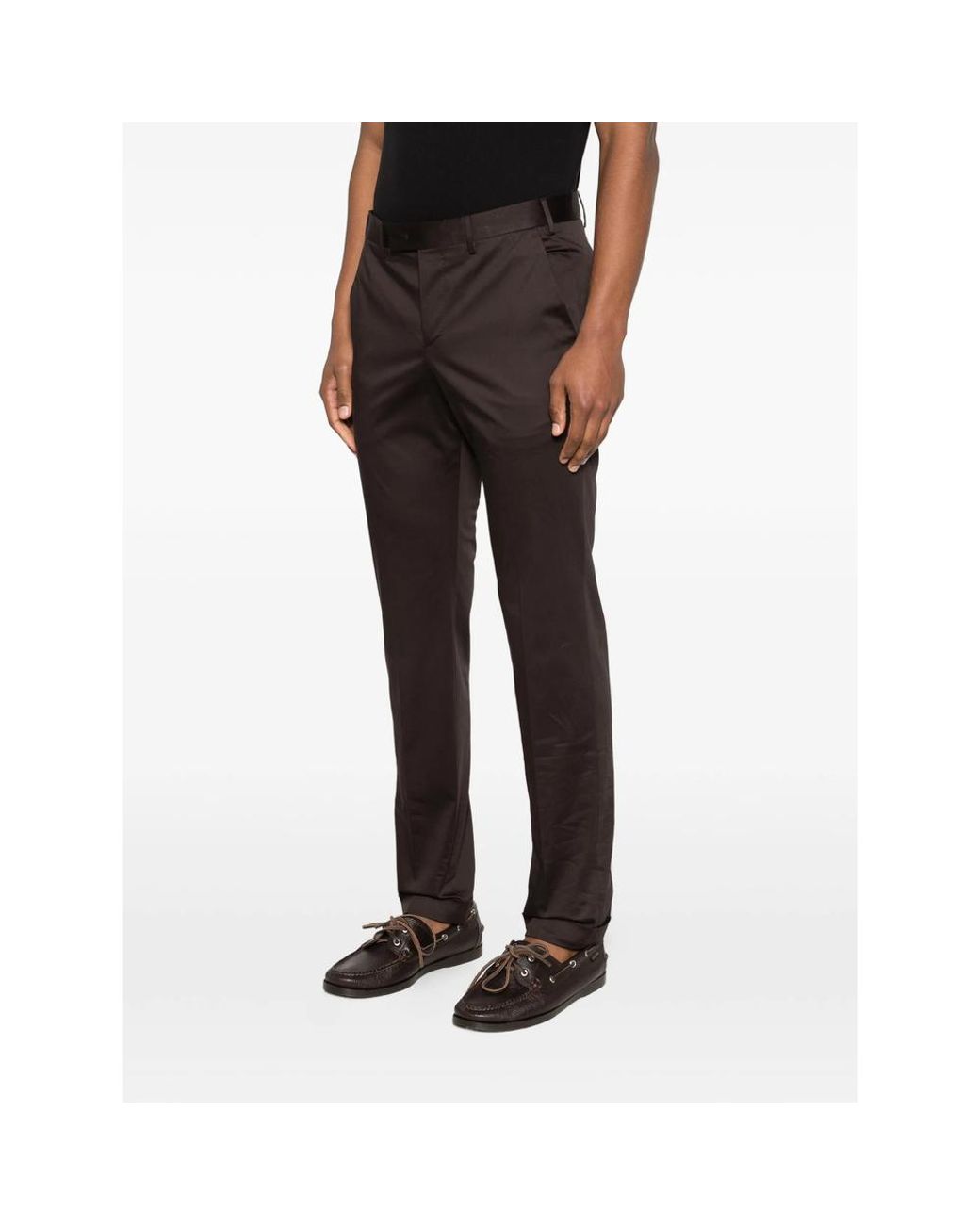 PT Torino Brown Cuffed Trousers for men