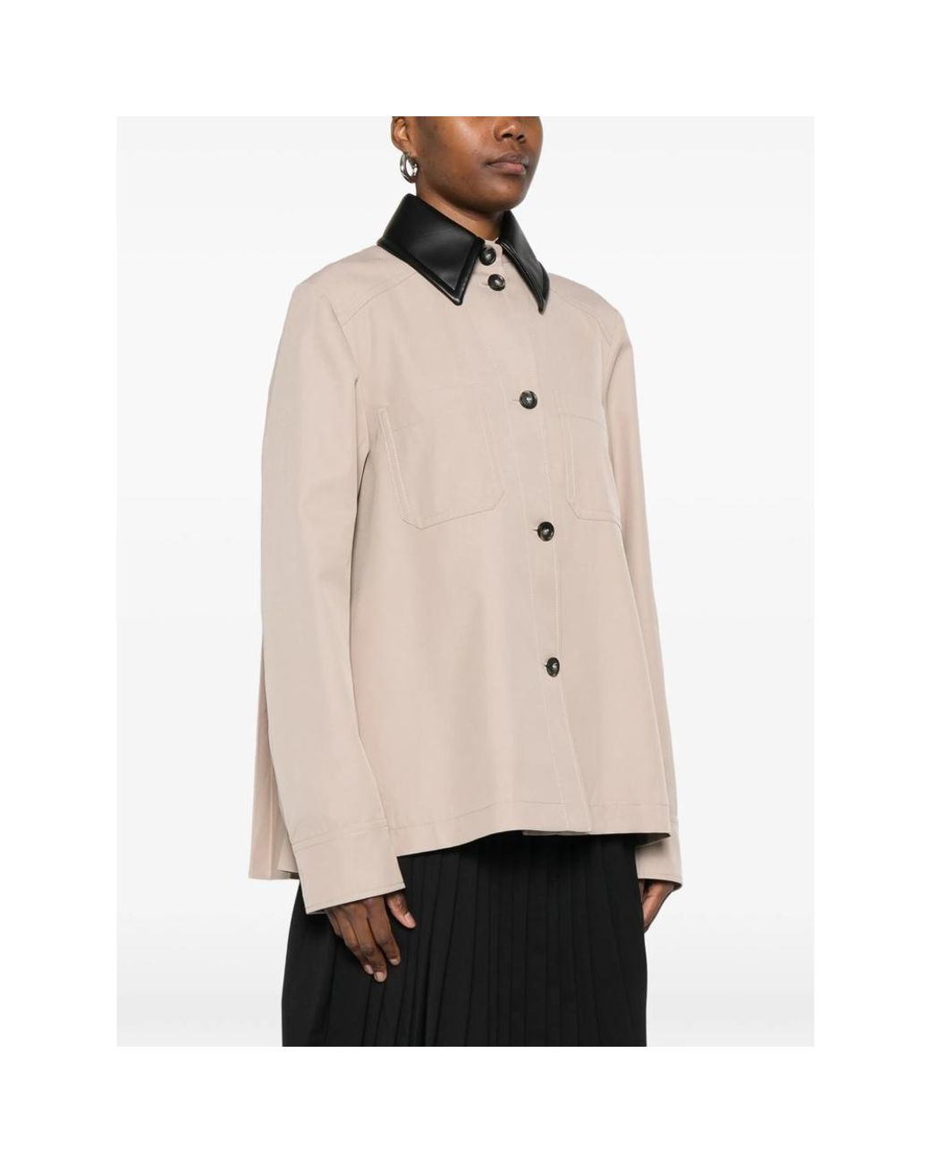 Sportmax Natural Rainwear With Contrasting Collar