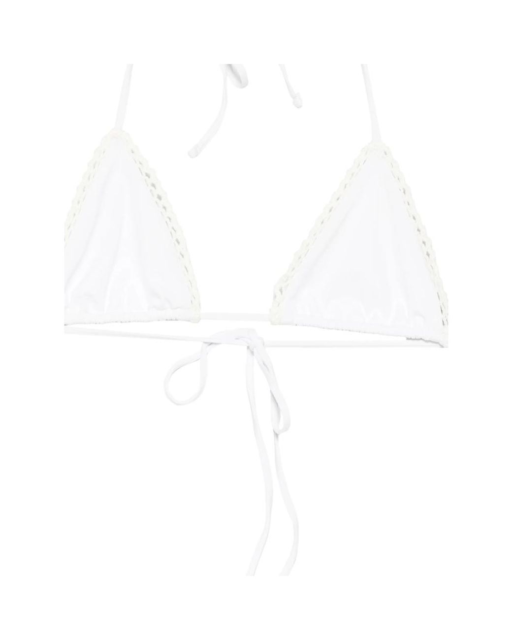 Frankie's Bikinis White X Jennie Nick Crochet Triangle Bikini Top